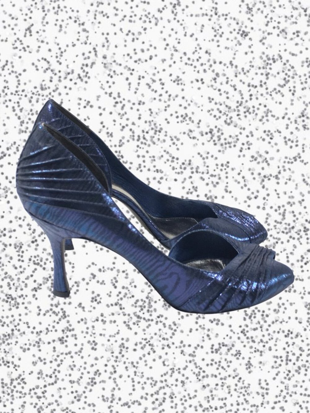 Adrianna Papell Peep Toe Heels Blue Fanatic Pumps 3.5" Heel Animal Print 9.5